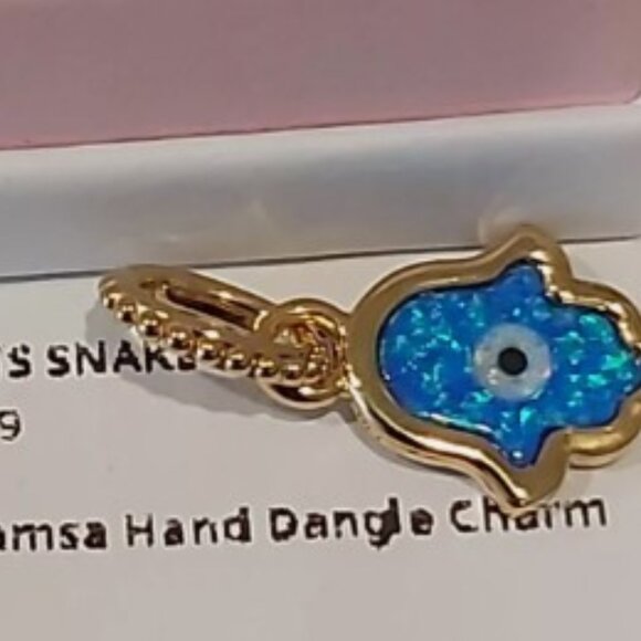 AUTH PANDORA Moments Opalescent Blue Hamsa Hand Dangle Charm 762699C01 - Picture 11 of 16